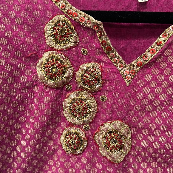 Beautiful Indian vintage hand sewn cotton and brocade top/dress size 38 - Picture 2 of 6